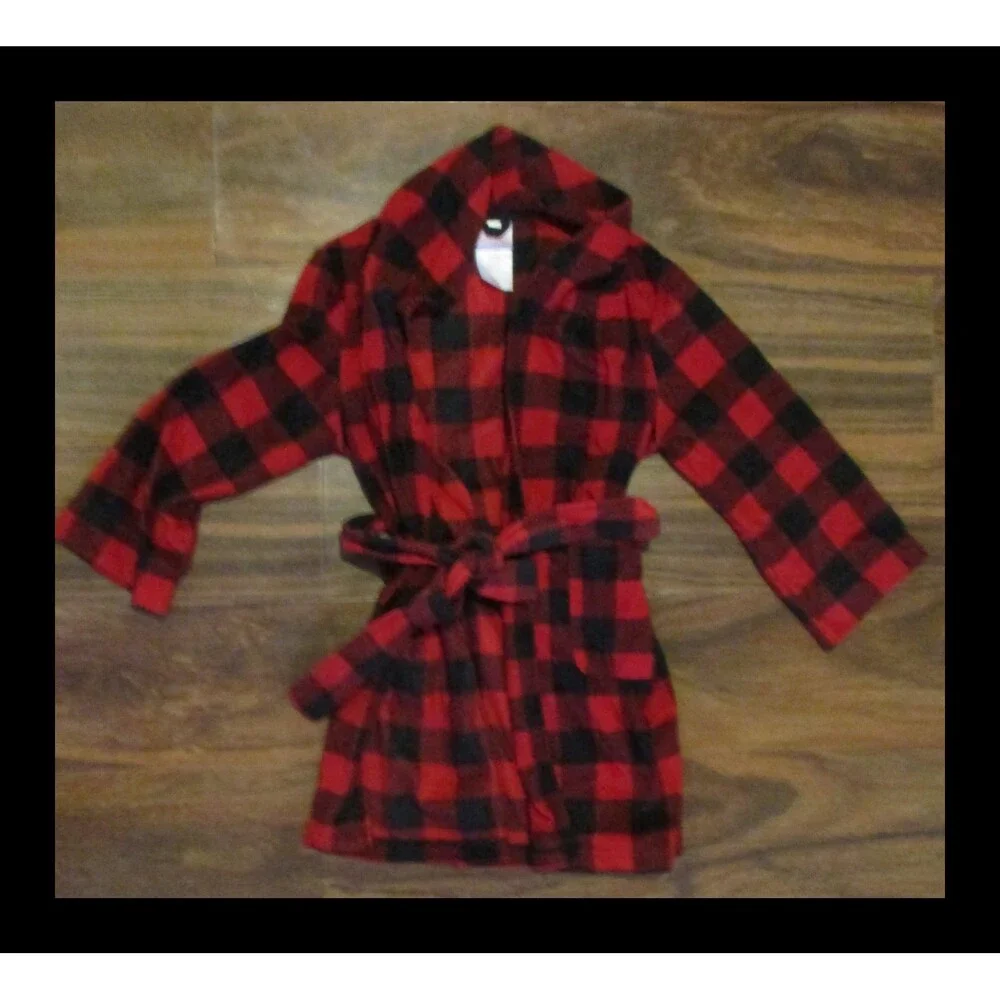 Wondershop Kids Red & Black Plaid Robe Size 8